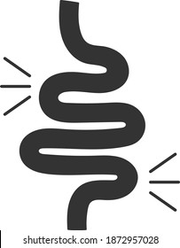 Gut constipation icon in flat style. Colitis vector illustration on white isolated background. Stomach business concept.