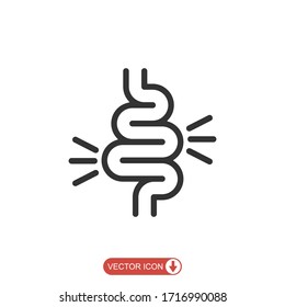 Gut Constipation Icon. Intestine Vector Illustration Isolated On White Background. Stomach And Digestion Business Concept. 