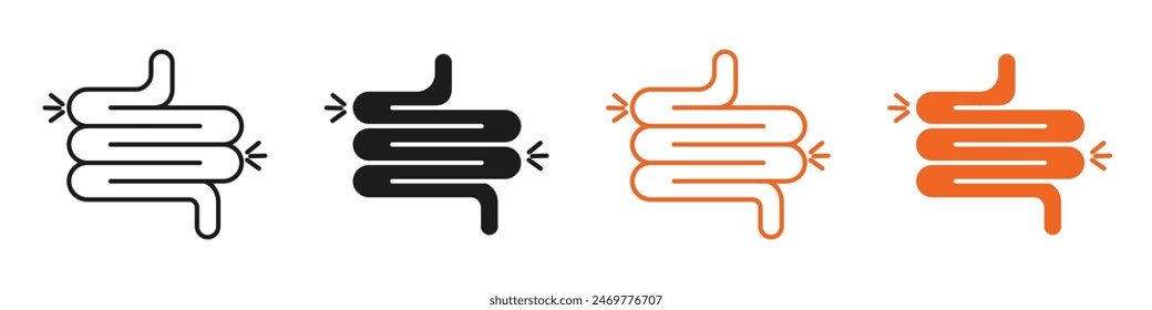 Gut constipation icon mark in filled style