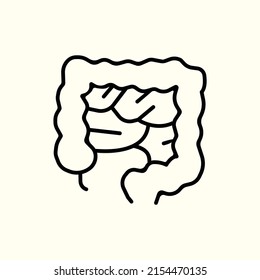 Gut flat line icon. Vector thin pictogram of human internal organ, intestines outline illustration for medical clinic