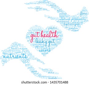 Gut Health word cloud on a white background. 