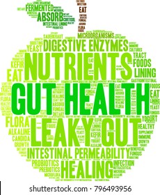 Gut Health Word Cloud On A White Background. 