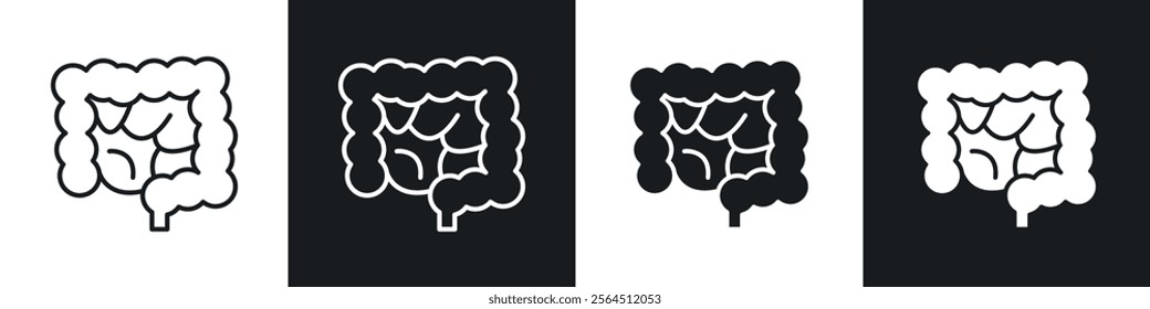 Gut icons collection in black filled and line style.