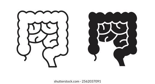 Gut icons in flat and line style set.