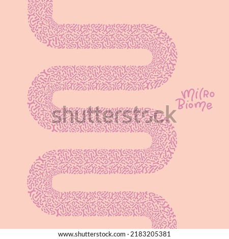 Gut microbiome banner concept. Human intestine microbiota with healthy probiotic bacteria. Abstact guts with microflora pattern. Flat vector abstract medicine illustration of microbiology checkup.