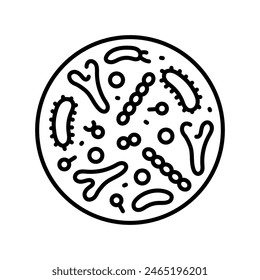 Gut microbiome line black icon. Intestine microbiota. Sign for web page, mobile app, button, logo. Vector isolated button. Editable stroke.