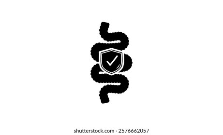 gut protect, black isolated silhouette