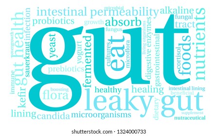 Gut word cloud on a white background. 