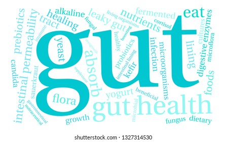 Gut word cloud on a white background. 