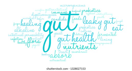 Gut word cloud on a white background. 