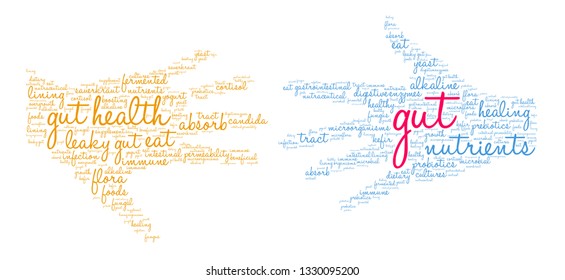 Gut word cloud on a white background. 