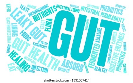 Gut word cloud on a white background. 