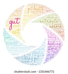 Gut word cloud on a white background. 