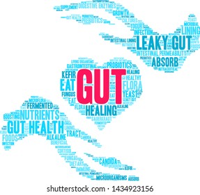 Gut word cloud on a white background. 