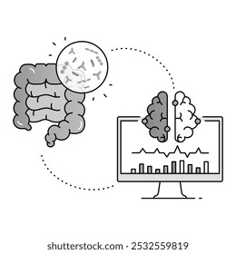 Ícone De Conexão Gut-Brain. Ligação entre saúde digestiva e bem-estar mental - Ilustração vetorial para conceitos holísticos de saúde