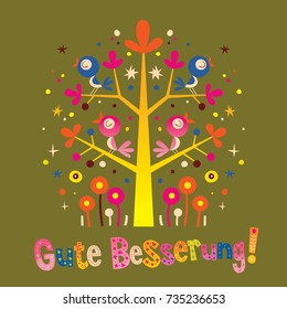 Gute Besserung - Get Well Soon in German - greeting card with cute birds