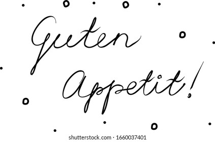 Guten Appetit, handgeschrieben mit Kalligrafiebürste. Bön Appetit auf Deutsch. Moderne Pinselkalligraphie. Einziges Wort schwarz