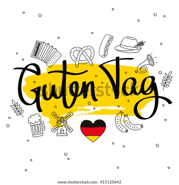 Guten Word Hello German Fashionable Stock Vector Royalty Free