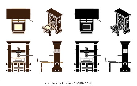 Gutenberg printing press, without outline.