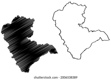 Gutersloh district (Federal Republic of Germany, State of North Rhine-Westphalia, NRW, Detmold region) map vector illustration, scribble sketch Gutersloh map