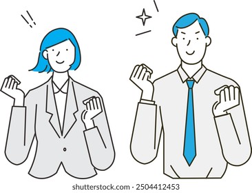 Gut-pose - employee - upper body - simple vector illustration of a successful businessman and woman