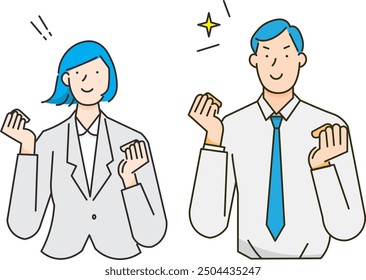 Gut-pose - employee - upper body - simple vector illustration of a successful businessman and woman