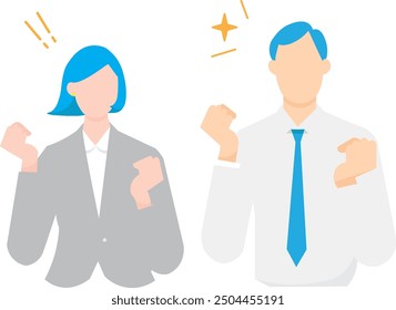 Gut-pose - employee - upper body - simple vector illustration of a successful businessman and woman