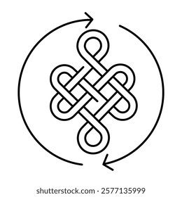 Guts of Buddha line icon. Eternal knot. Vector isolated element. Editable stroke.