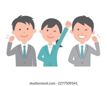 Guts pose businessman and business woman
