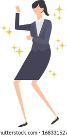 Guts pose vector illustration. A company employee in a suit. joy. For business.