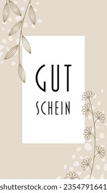 Gutschein - text in German language - Voucher. Coupon card with floral Design in sand tones.