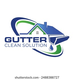 Plantilla de diseño de logotipo Gutter Clean. Vector de logotipo de negocios de House Improvement.