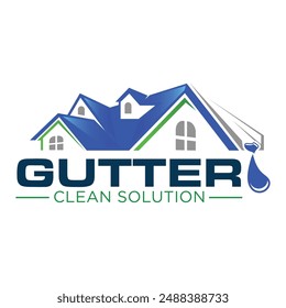 Gutter Clean logo design template. House Improvement business logo vector.