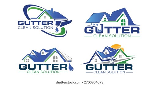 Plantilla de diseño de logotipo Gutter Clean. Vector del logotipo del negocio de la mejora de la casa.