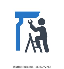 Icono de limpiador de canaletas aislado sobre fondo blanco 
