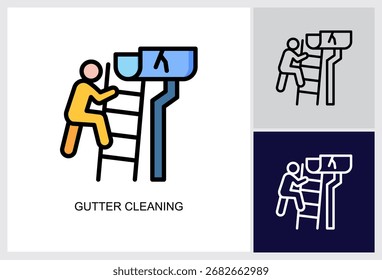 Gutter Cleaning icon Multi Style Vector Illustration