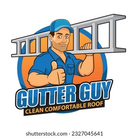 El diseño de la mascota con el logotipo de limpieza de alcantarillas. Gutter Guy Man