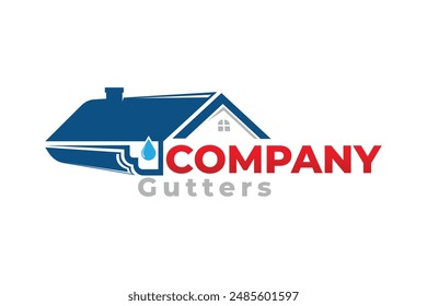 gutter company logo design, gutter and roofing logo design, gutter installation service logo