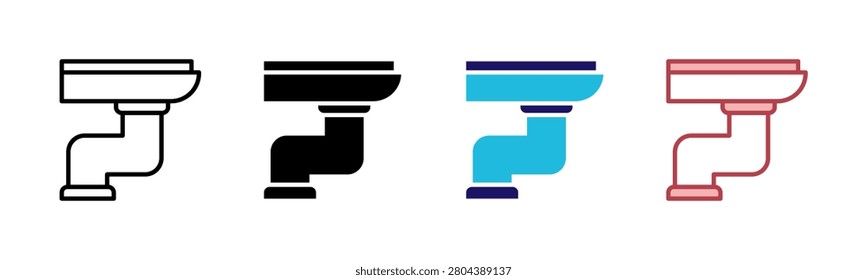 Gutter Downspout Icons, Multi Style Icon Set