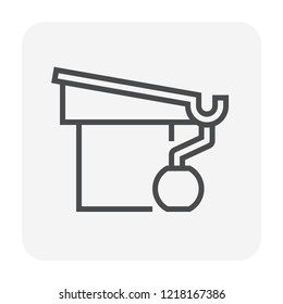 Gutter and drainage system icon, 64x64 perfect pixel and editable stroke.