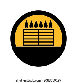 Gutter grill, black and yellow colors, round sign for design on a white background, vector illustration