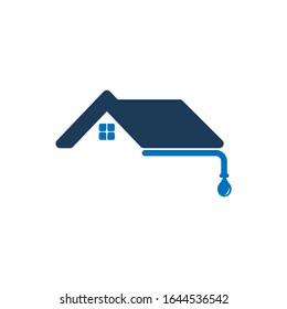 gutter and house roof logo template. Roof downspout vector design. Gutter services logotype