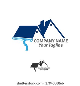 gutter and house roof logo template. Roof downspout vector design. Gutter services logotype.EPS 10