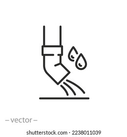 gutter icon, drain water of roof, rain pipe, thin line symbol on white background - editable stroke vector illustration