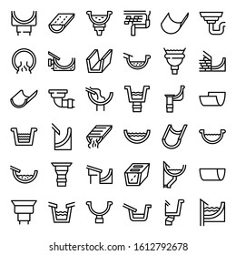 Gutter icons set. Outline set of gutter vector icons for web design isolated on white background