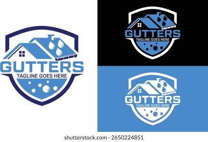 gutter installation logo. repair service logo design vector template