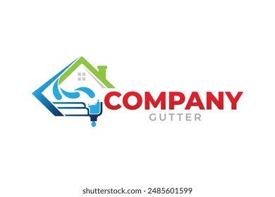 Logotipo de instalación de canaletas, logotipo de techado de canaletas, diseño del logotipo de la compañía de canaletas, hogar, contratista, reparación de canaletas