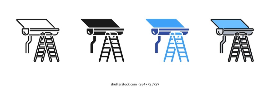 Gutter Installer icon set multiple style collection