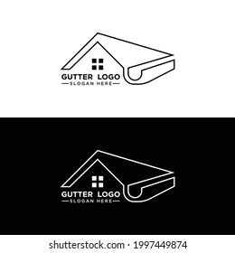 Gutter logo outline vector. Gutters cleaning logo design