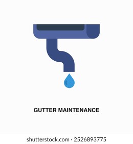 Gutter Maintenance flat colored icon or logo. Symbol or sign on house repair and maintenance services theme. Editable vector illustration.